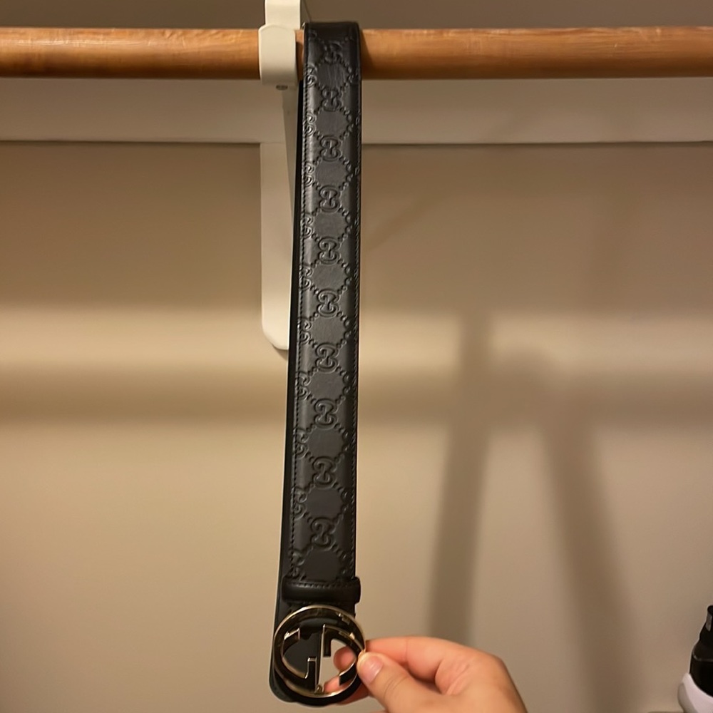 All black Gucci print belt